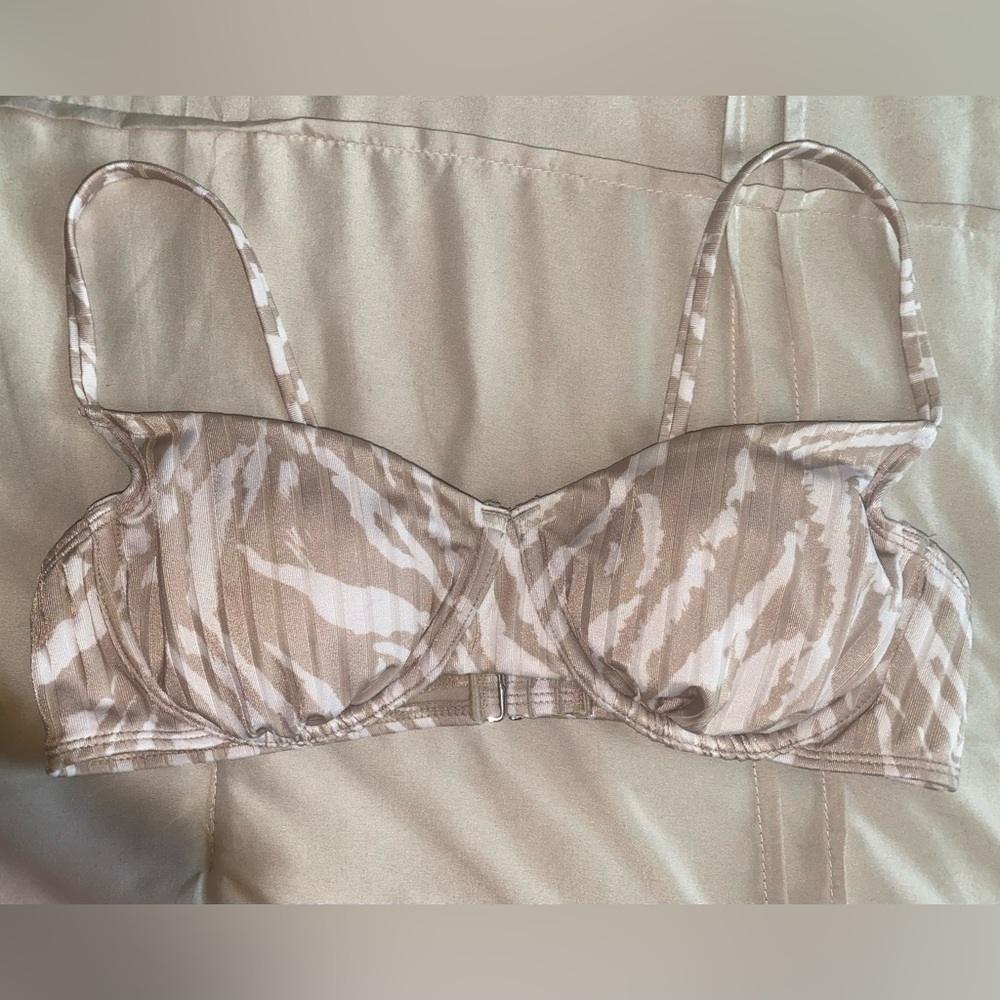 Wild Fable Tan Zebra Print Swim Top
